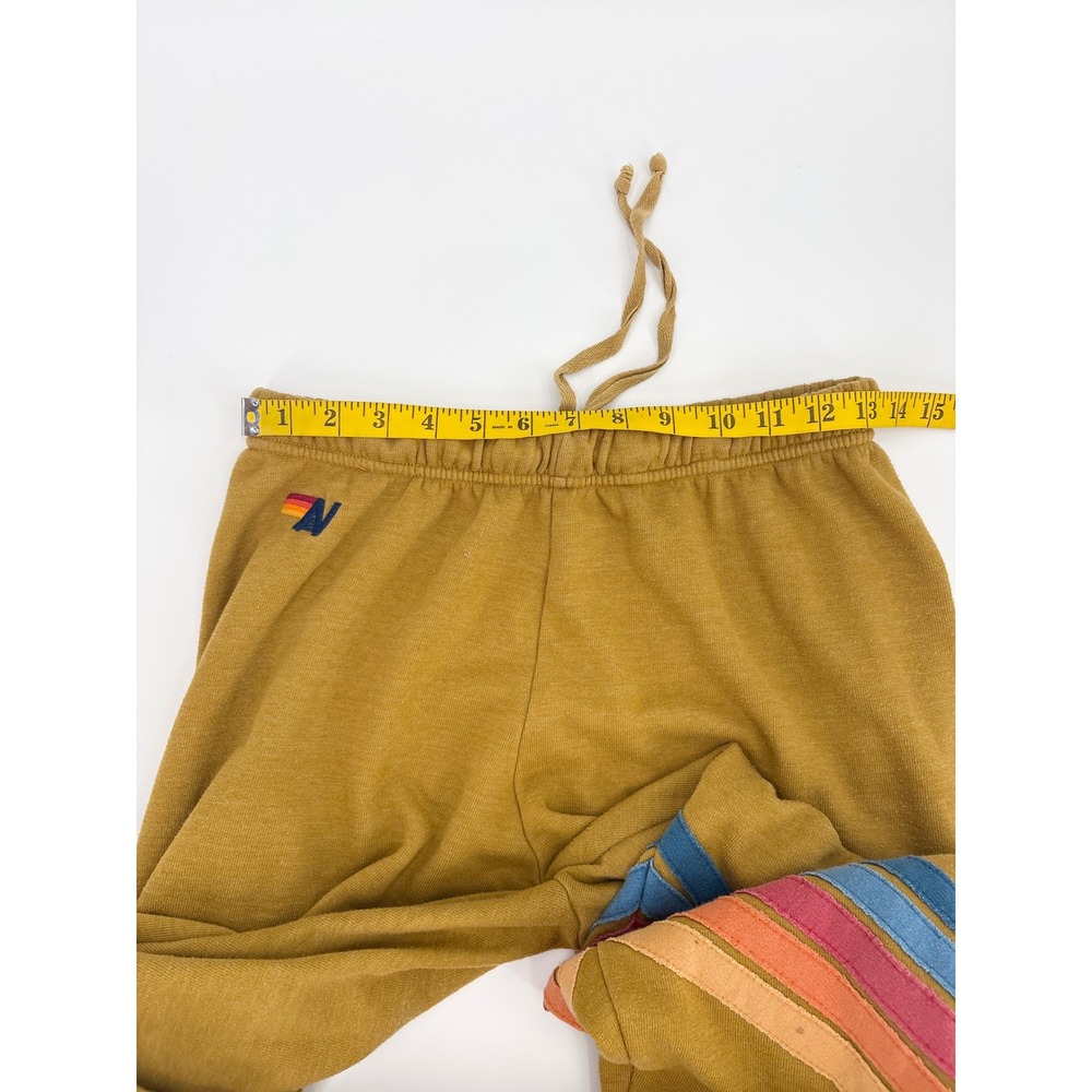 B52 Aviator Nation Rainbow Stitch Sweatpants Medium Chevron Stripe Yellow - Picture 5 of 13